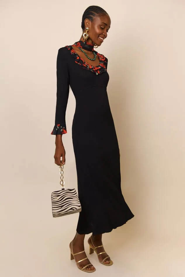 Women Knitwear RIXO Mika Black Poppy Mix