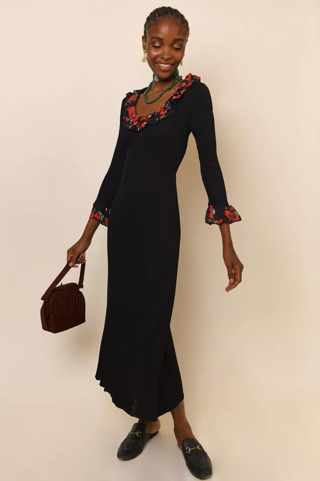 Women Knitwear RIXO Mika Black Poppy Mix