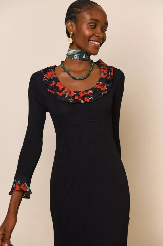 Women Knitwear RIXO Mika Black Poppy Mix