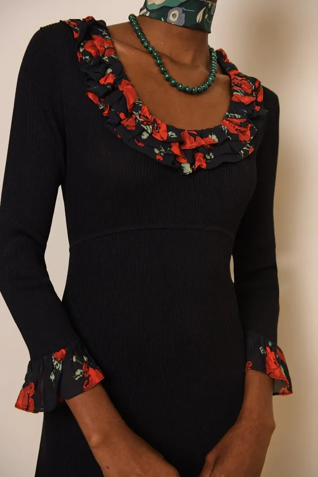 Women Knitwear RIXO Mika Black Poppy Mix