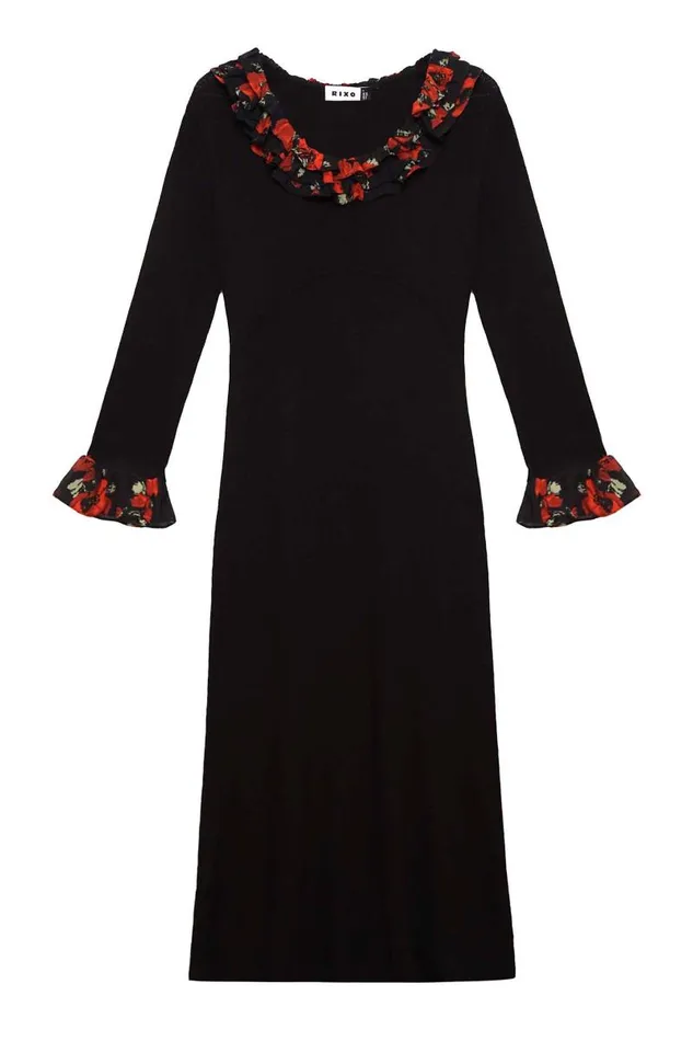 Women Knitwear RIXO Mika Black Poppy Mix