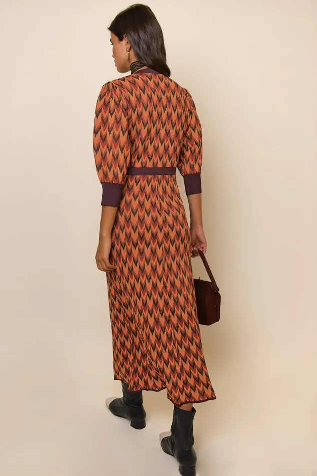 Women Knitwear RIXO Petra Orange Brown Chevron Women Knitwear RIXO Petra Orange Brown Chevron