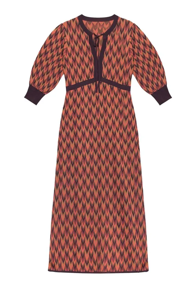 Women Knitwear RIXO Petra Orange Brown Chevron Women Knitwear RIXO Petra Orange Brown Chevron