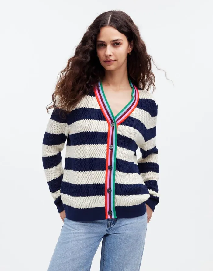 Women KULE The Raven Cardigan Navy Cream Madewell Sweaters