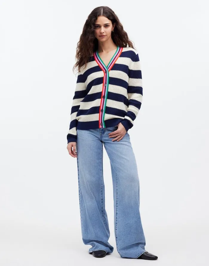 Women KULE The Raven Cardigan Navy Cream Madewell Sweaters