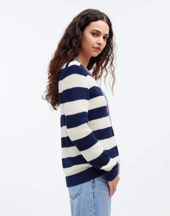 Women KULE The Raven Cardigan Navy Cream Madewell Sweaters