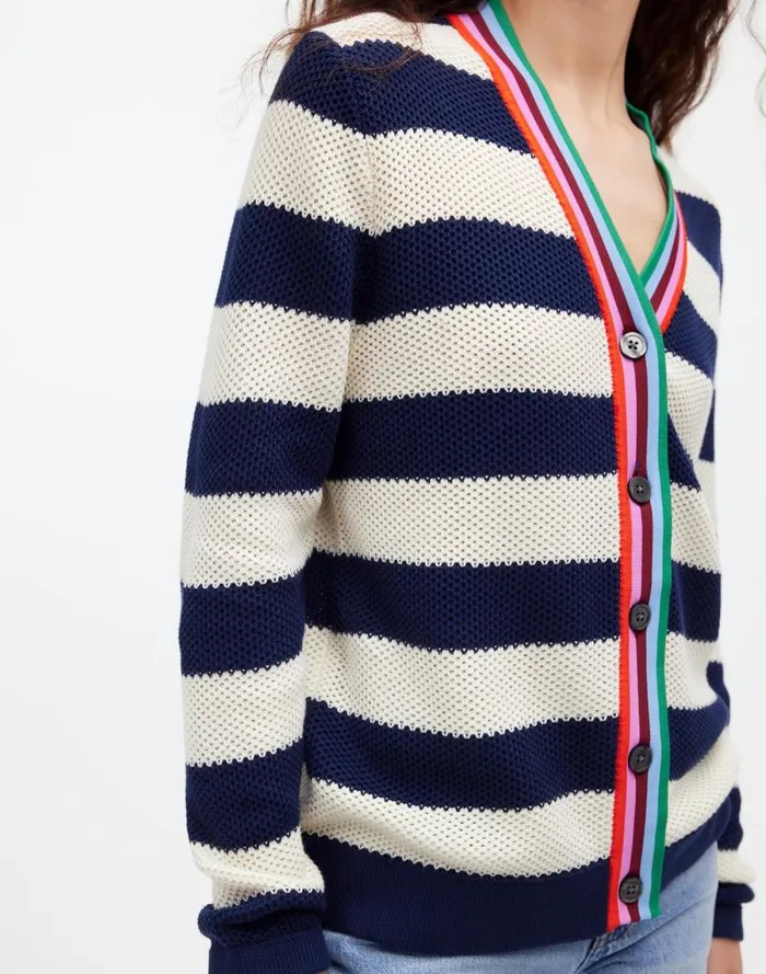 Women KULE The Raven Cardigan Navy Cream Madewell Sweaters