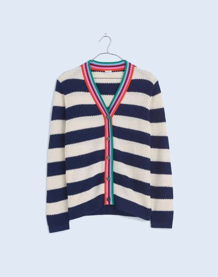 Women KULE The Raven Cardigan Navy Cream Madewell Sweaters