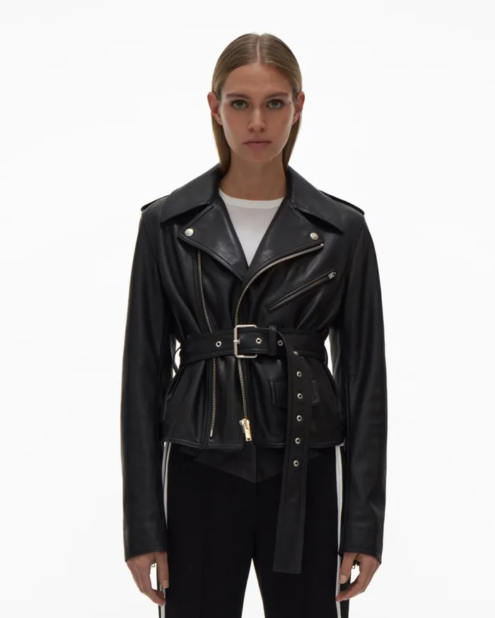 Women Leather Biker Jacket Black Helmut Lang Jackets