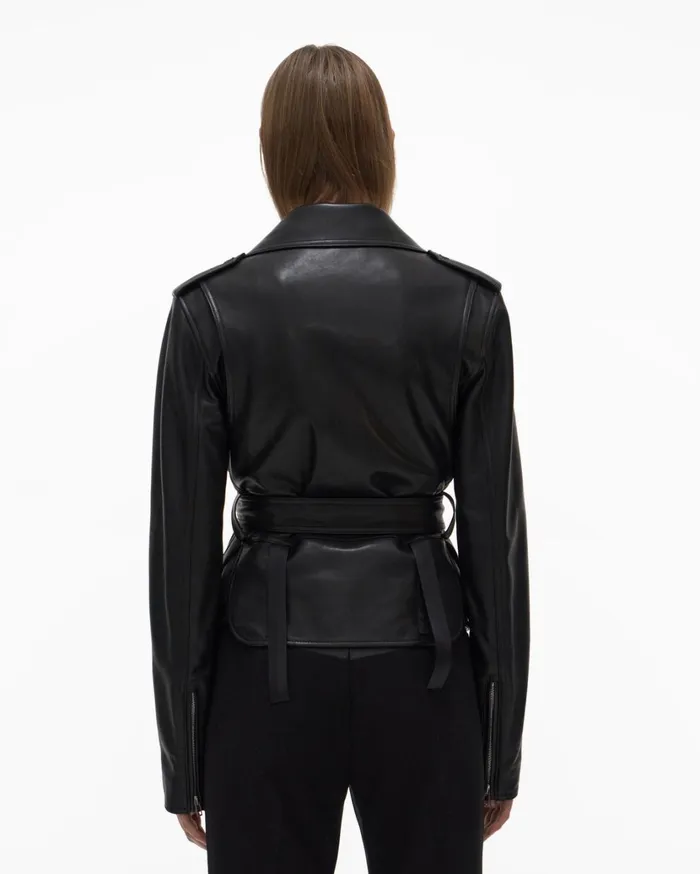Women Leather Biker Jacket Black Helmut Lang Jackets