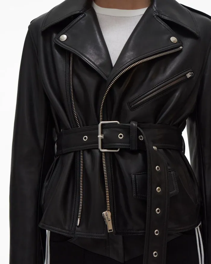 Women Leather Biker Jacket Black Helmut Lang Jackets