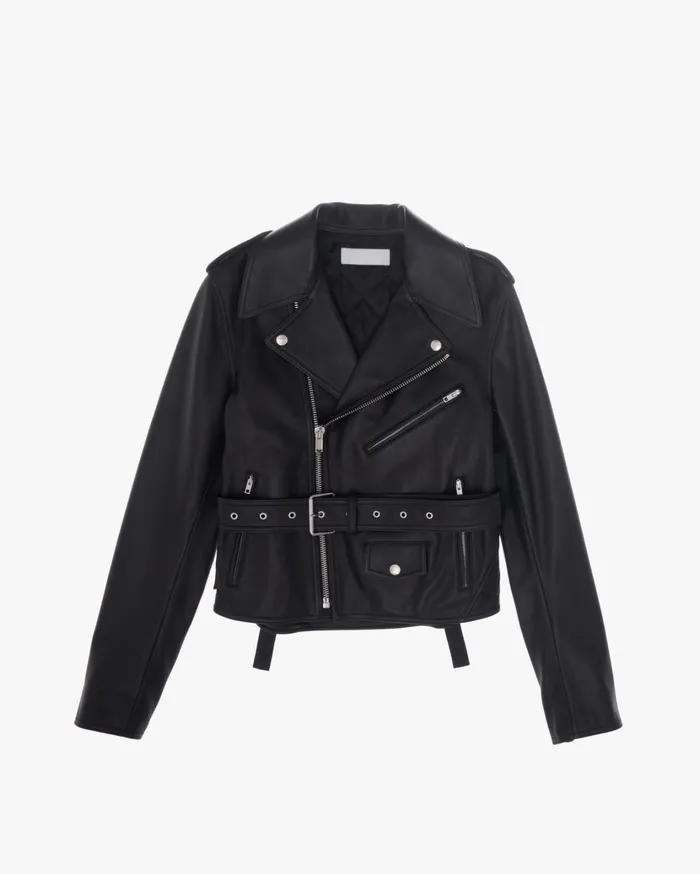Women Leather Biker Jacket Black Helmut Lang Jackets