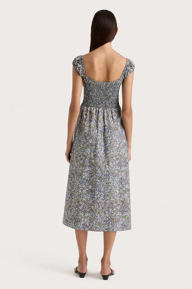 Women Lene Midi Dress Meander Blue Faithfull The Brand Dresses Women Lene Midi Dress Meander Blue Faithfull The Brand Dresses