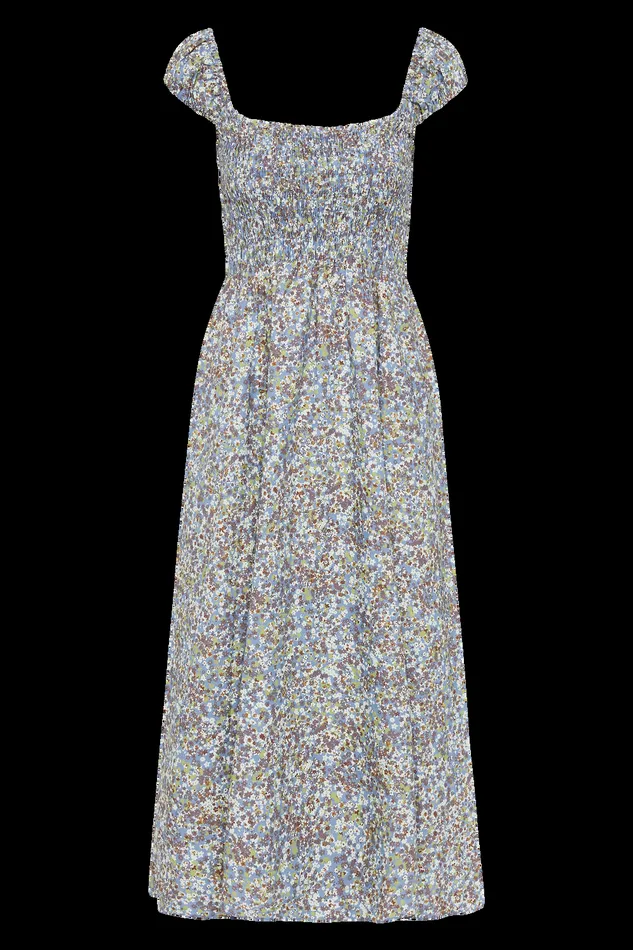 Women Lene Midi Dress Meander Blue Faithfull The Brand Dresses Women Lene Midi Dress Meander Blue Faithfull The Brand Dresses