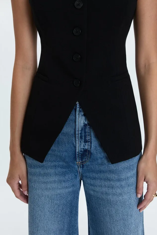 Women Lila Fitted Vest 8211 Black Pistola Denim Tops
