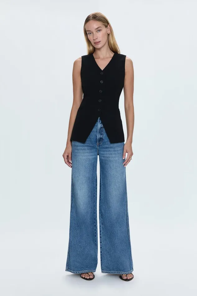 Women Lila Fitted Vest 8211 Black Pistola Denim Tops