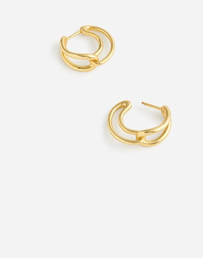 Women Link Huggie Hoop Earrings Vintage Gold Madewell Jewelry