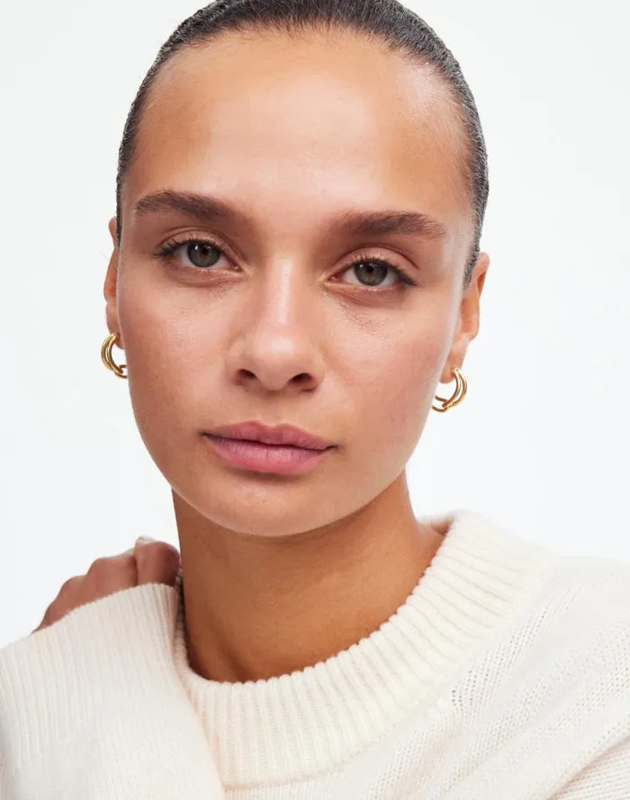Women Link Huggie Hoop Earrings Vintage Gold Madewell Jewelry