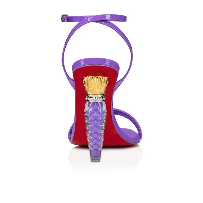 Women Lipgloss Queen 100 Mm Sandals 8211 Patent Leather 8211 Frou Frou Purple Christian Louboutin Sandals and Slides