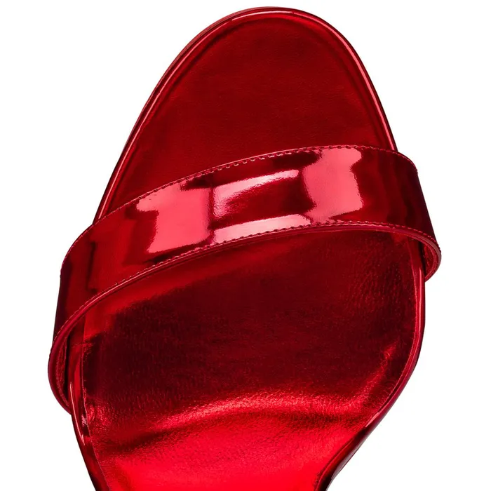 Women Lipstrass Queen 100 Mm Sandals 8211 Patent Calf Psychic And Strass 8211 Loubi Red Christian Louboutin Sandals and Slides