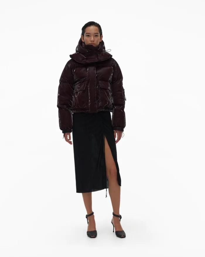 Women Liquid Puffer Jacket Crimson Night Helmut Lang Outerwear