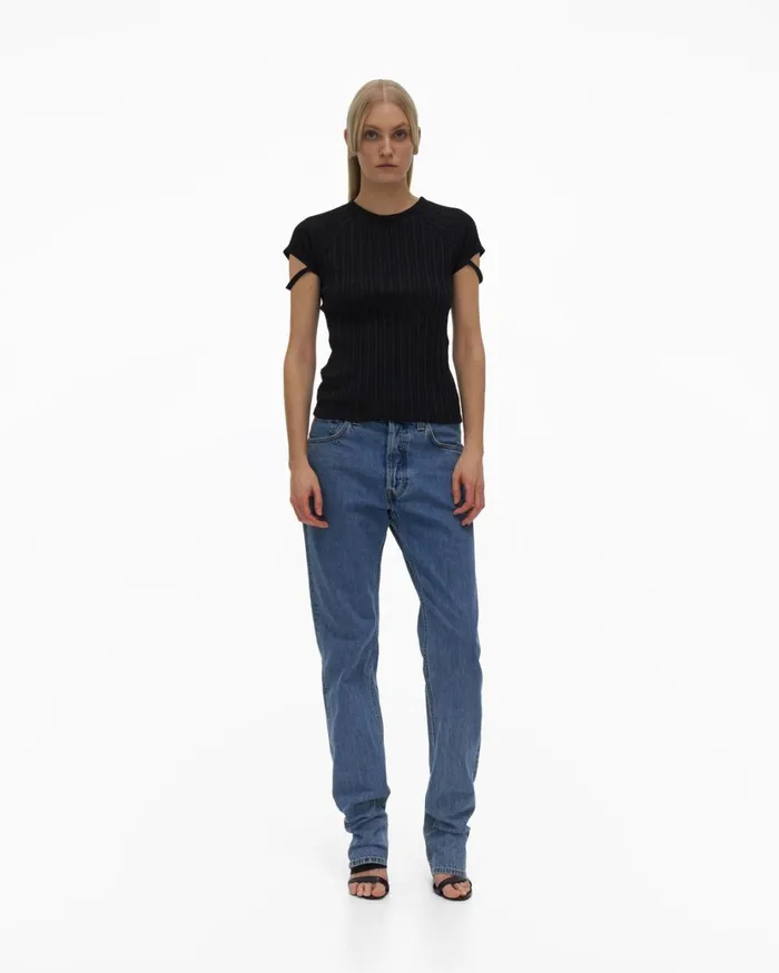 Women Little Ribbed Tee Black Helmut Lang TShirts and Sweatshirts