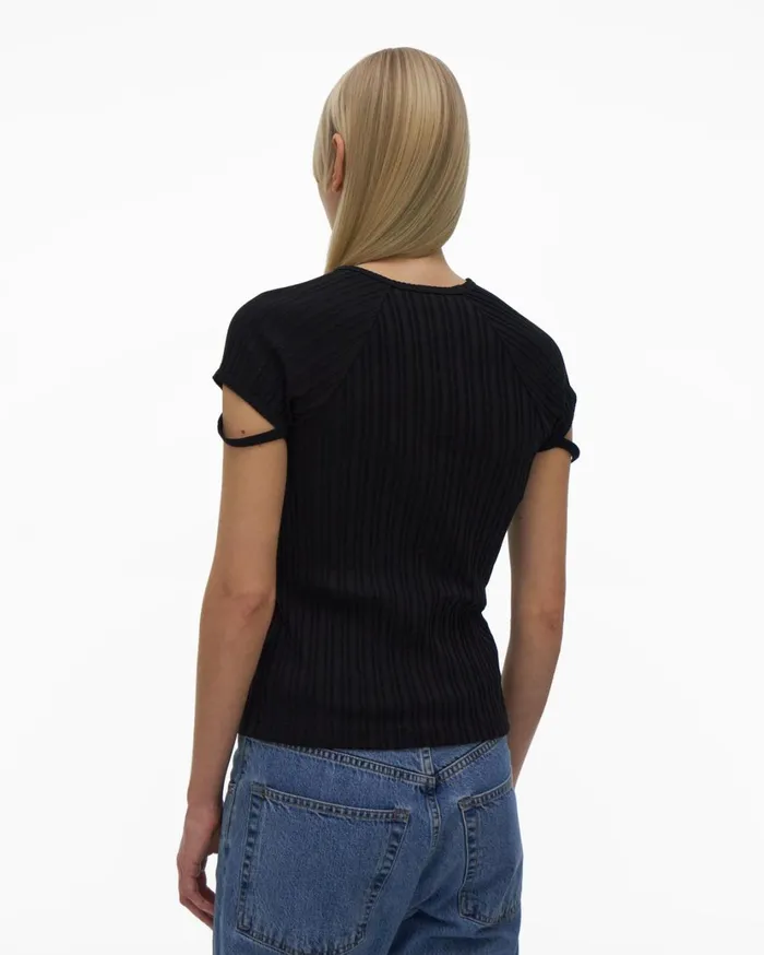 Women Little Ribbed Tee Black Helmut Lang TShirts and Sweatshirts
