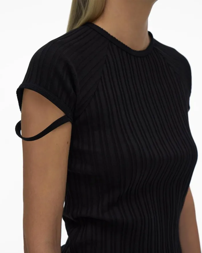 Women Little Ribbed Tee Black Helmut Lang TShirts and Sweatshirts