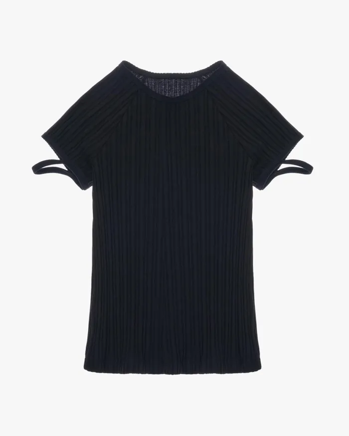 Women Little Ribbed Tee Black Helmut Lang TShirts and Sweatshirts