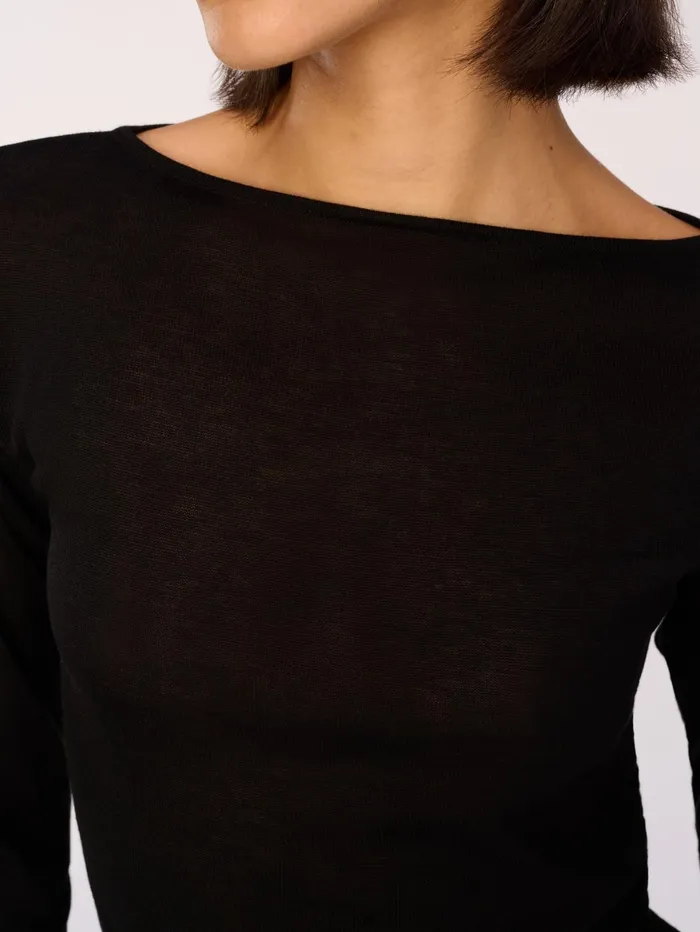 Women Long Sleeve Boat Neck DL1961 Tops Tees