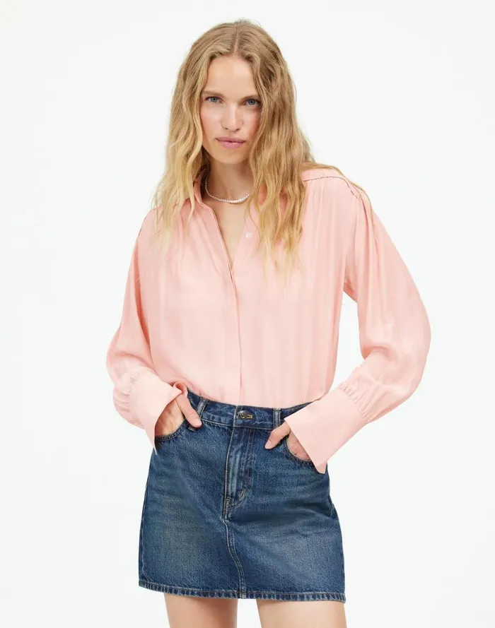Women LongSleeve ButtonFront Top Pale Blush Madewell Tops and Shirts