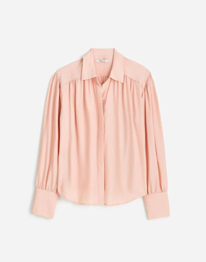 Women LongSleeve ButtonFront Top Pale Blush Madewell Tops and Shirts