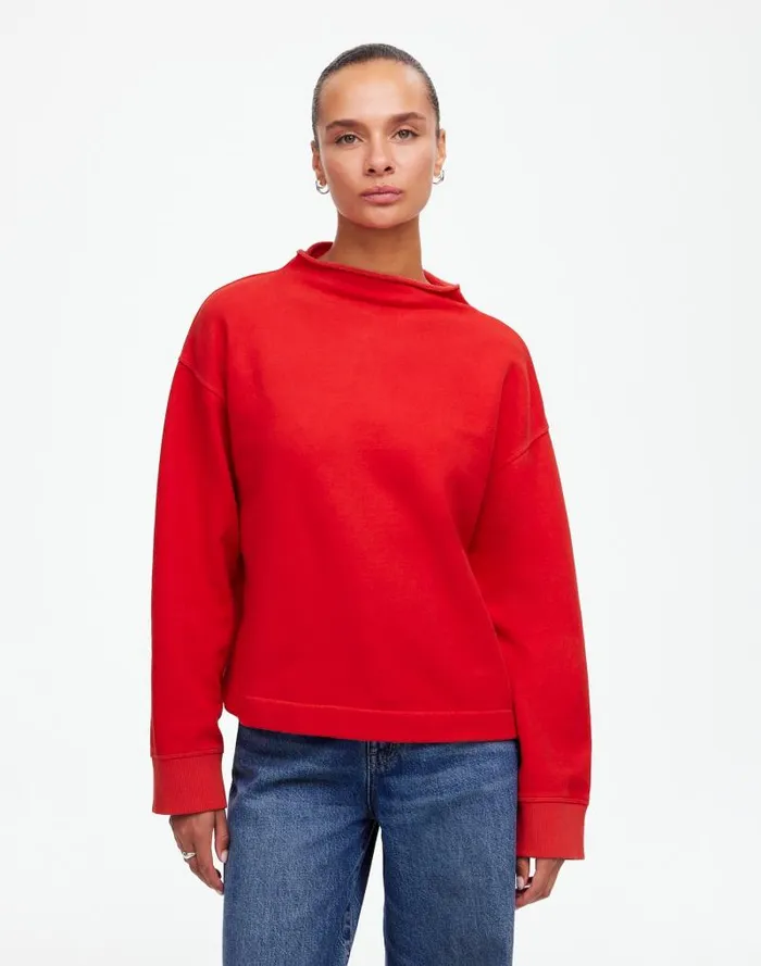 Women LongSleeve FunnelNeck Sweatshirt Bright Cherry Madewell Loungewear