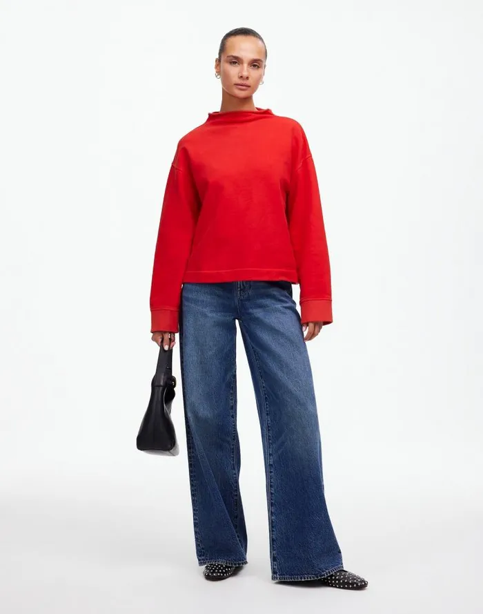 Women LongSleeve FunnelNeck Sweatshirt Bright Cherry Madewell Loungewear