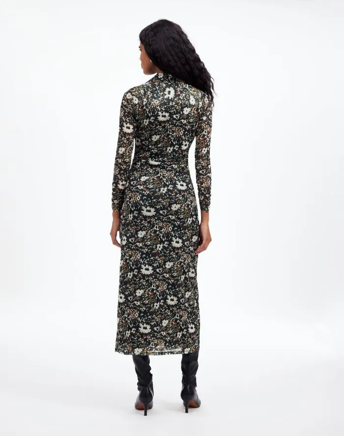 Women LongSleeve Polo Midi Dress In Floral Mossy Umber Madewell Dresses