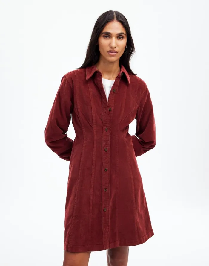 Women LongSleeve Seamed Mini Dress Cabernet Madewell Dresses