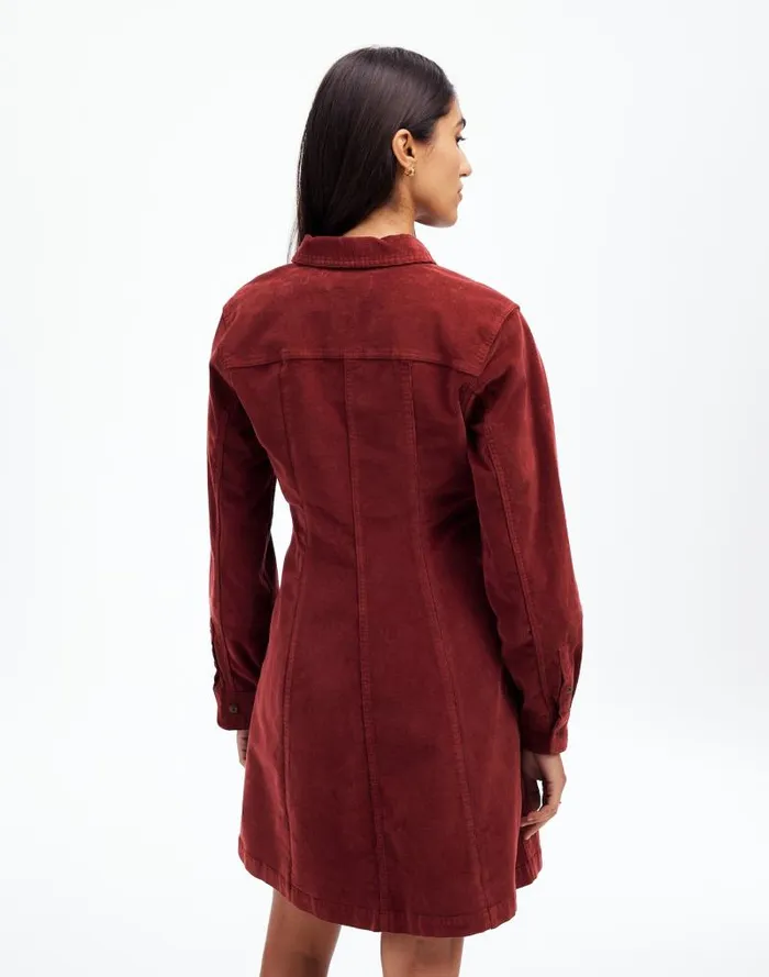Women LongSleeve Seamed Mini Dress Cabernet Madewell Dresses