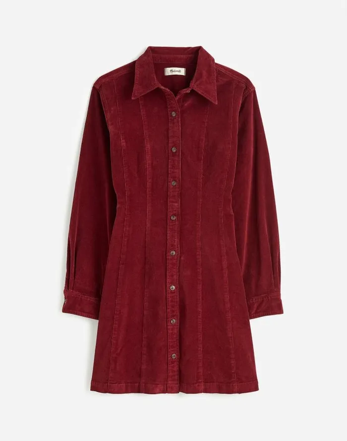 Women LongSleeve Seamed Mini Dress Cabernet Madewell Dresses