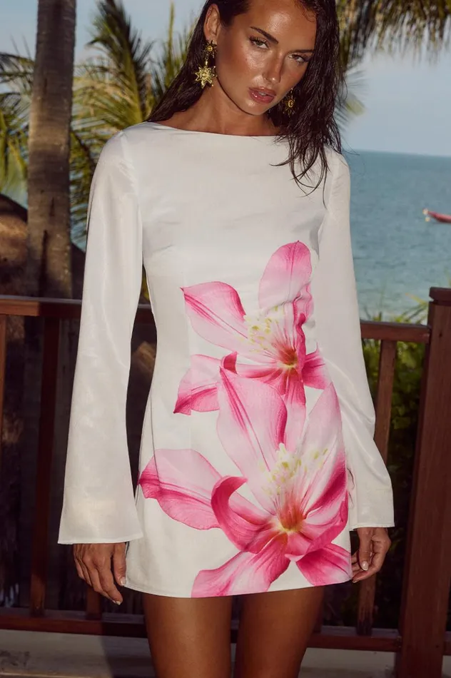 Women Long Sleeved Dresses Runaway The Label BLOSSOM MINI DRESS Pink Flower
