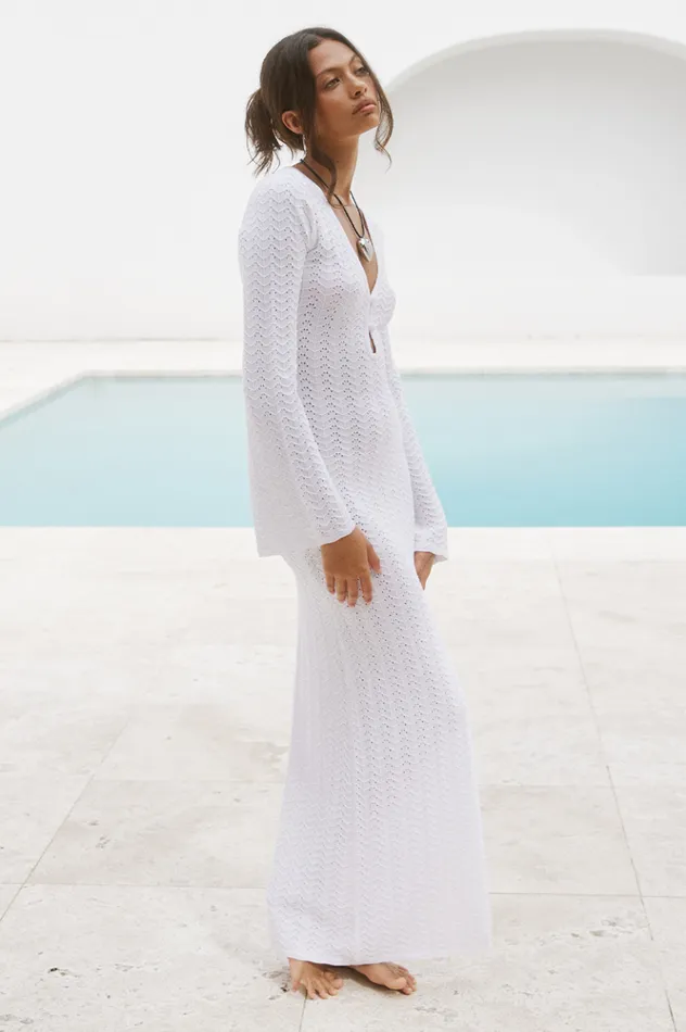 Women Long Sleeved Dresses Runaway The Label CAPRICE MAXI DRESS White
