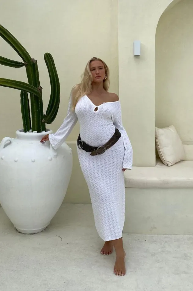 Women Long Sleeved Dresses Runaway The Label CAPRICE MAXI DRESS White