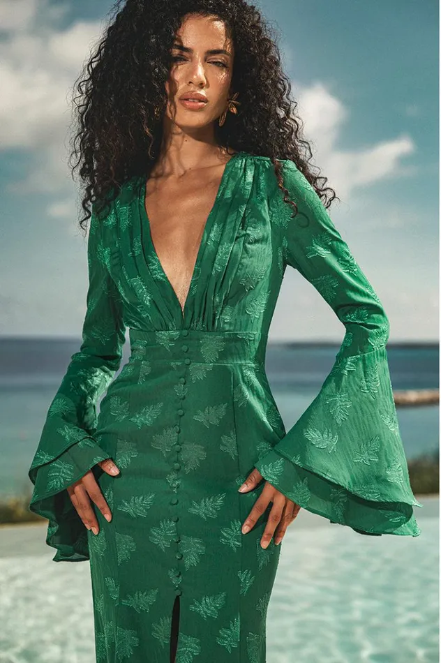Women Long Sleeved Dresses Runaway The Label SAREY MAXI DRESS Emerald