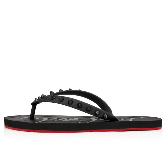 Women Loubi Flip Woman Flipflops 8211 Rubber 8211 Black Black Christian Louboutin Flats