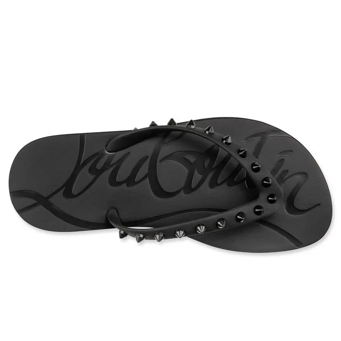Women Loubi Flip Woman Flipflops 8211 Rubber 8211 Black Black Christian Louboutin Flats