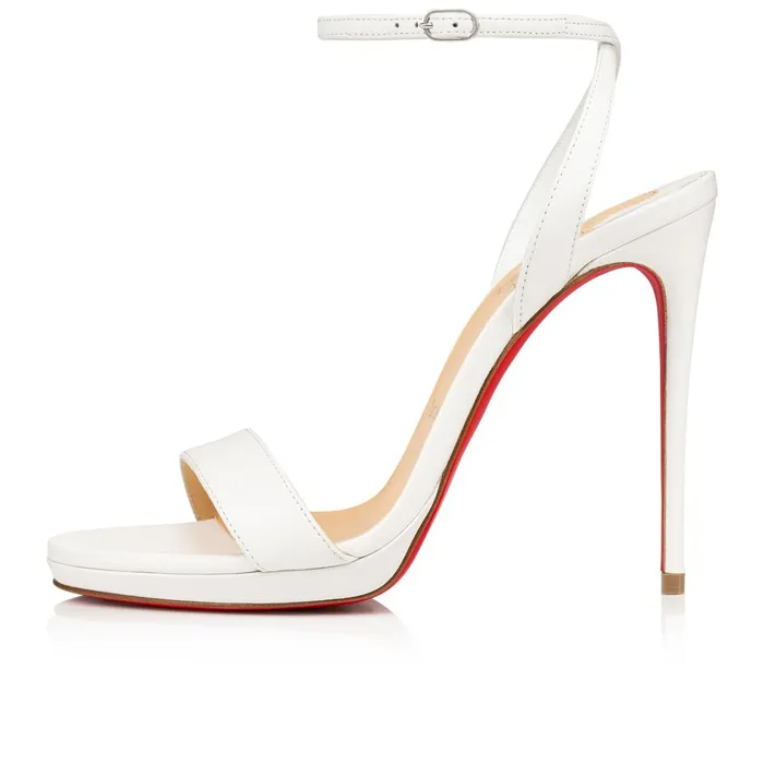 Women Loubi Queen 120 Mm Sandals 8211 Nappa Leather 8211 Bianco White Christian Louboutin Sandals and Slides