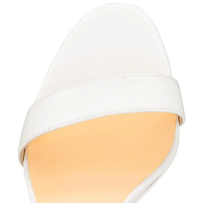Women Loubi Queen 120 Mm Sandals 8211 Nappa Leather 8211 Bianco White Christian Louboutin Sandals and Slides