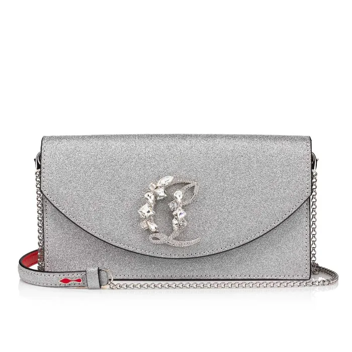 Women Loubi54 Clutch 8211 Glittered Calf Leather And Strass Queeny 8211 Silver Silver Christian Louboutin Crossbody Bags Women Loubi54 Clutch 8211 Glittered Calf Leather And Strass Queeny 8211 Silver Silver Christian Louboutin Crossbody Bags