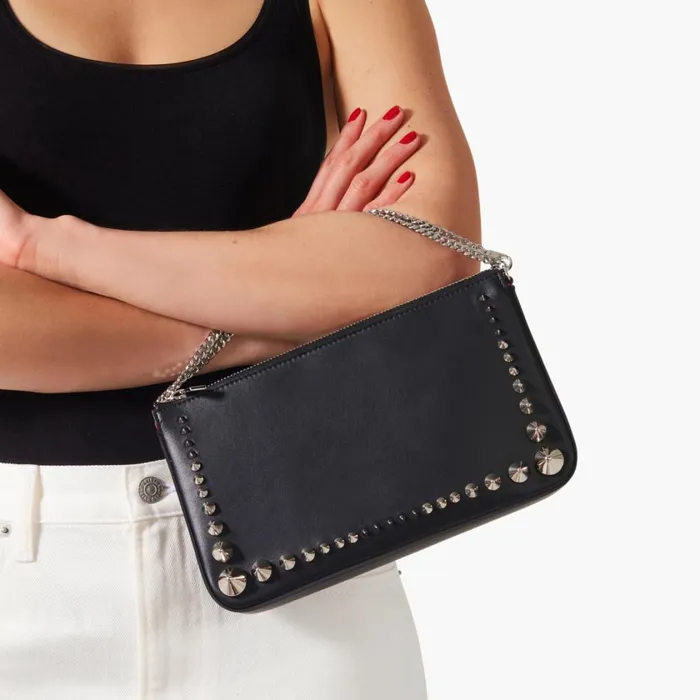 Women Loubila Shoulder Bag 8211 Calf Leather Rubber And Spikes 8211 Black Black Christian Louboutin Shoulder Bags
