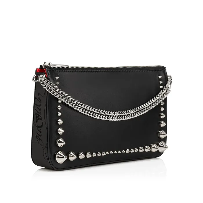 Women Loubila Shoulder Bag 8211 Calf Leather Rubber And Spikes 8211 Black Black Christian Louboutin Shoulder Bags
