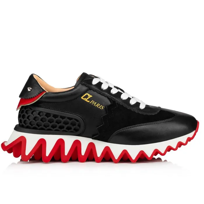 Women Loubishark Woman Sneakers 8211 Calf Leather And Veau Velours 8211 Black Black Christian Louboutin Sneakers